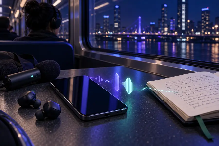 Illustration representing spoken-text listening on an Android device